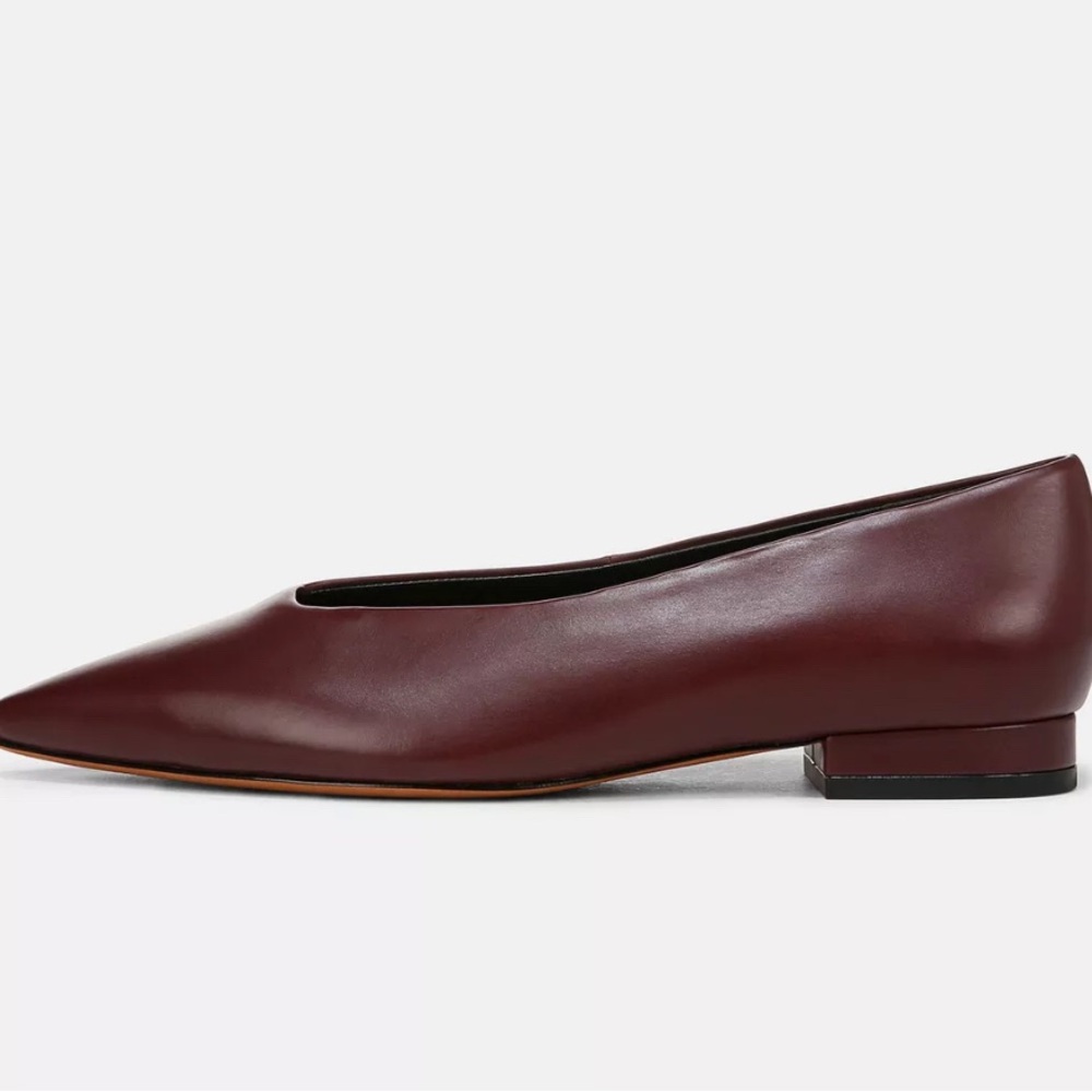 Vince burgundy leather Isabel Leather Flat Sz 38